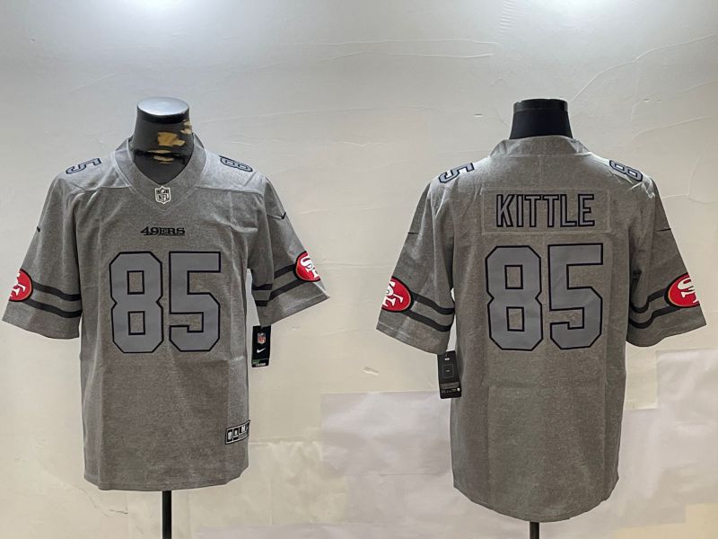 Men San Francisco 49ers #85 Kittle Grey Throwback 2024 Nike Limited NFL Jersey style 1